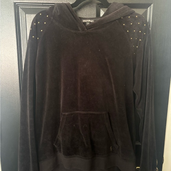 Juicy Couture Black Velour Hoodie - Picture 1 of 6